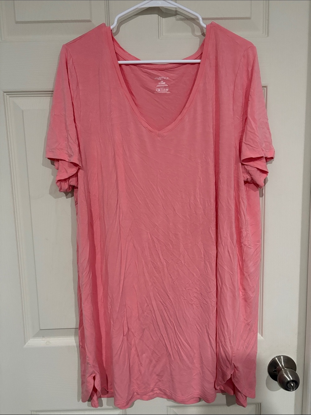 Soft V-Neck Short Sleeve Tee - Pink